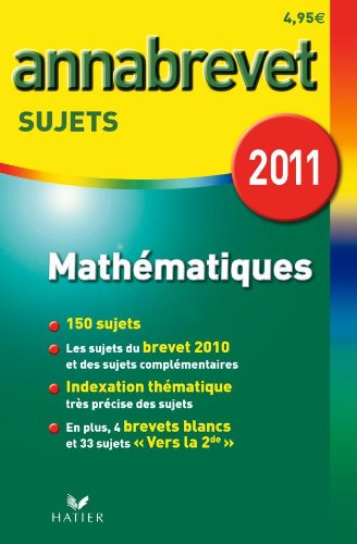 Annabrevet 2011 : mathématiques : sujets